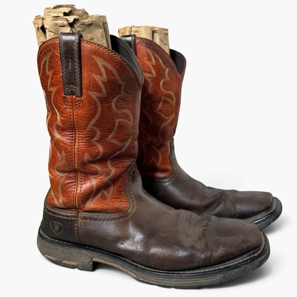 Ariat Mens Workhog Square Toe Western Cowboy Boots Sz 14D Work Soft Toe 10005888